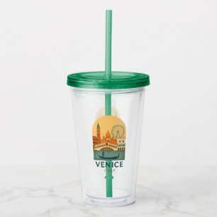 Vintage Venice Italy Travel Gondola and City Retro Acrylic Tumbler