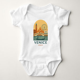 Vintage Venice Italy Travel Gondola and City Retro Baby Bodysuit