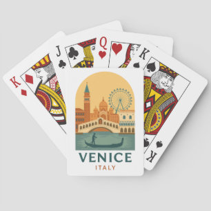 Vintage Venice Italy Travel Gondola and City Retro Playing Cards