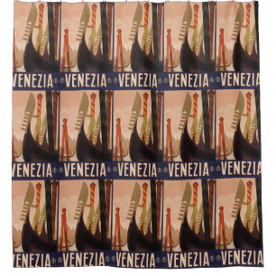 Vintage Venice Italy Travel Poster shower curtain