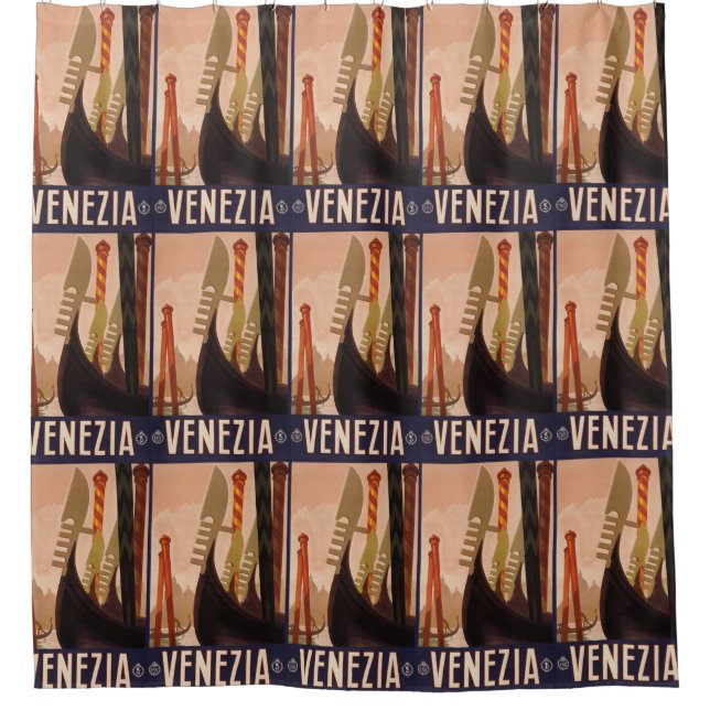 Vintage Venice Italy Travel Poster shower curtain (Front)