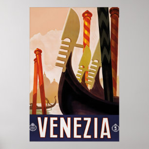 Vintage Venice Italy Travel Poster Venezia Tourism