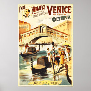 Vintage Venice of to-day, Rialto bridge Poster