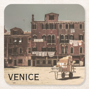 Vintage Venice Square Paper Coaster