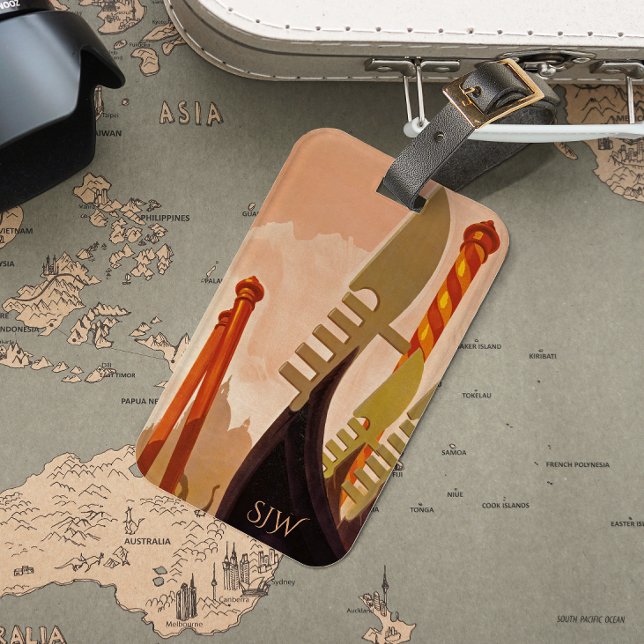 Vintage Venice Travel Poster Monogram Luggage Tag (Creator Uploaded)