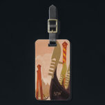 Vintage Venice Travel Poster Monogram Luggage Tag<br><div class="desc">This luggage tag features an illustration from a vintage travel poster of Venice, Italy, depicting gondolas on a canal. In the lower right-hand corner, on the hull of a gondola, a customisable three-letter monogram appears in a decorative font in a coordinating shade of terra cotta. Add your name and contact...</div>
