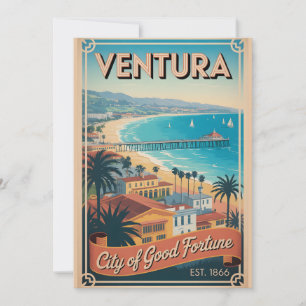 Vintage Ventura California Retro Travel Holiday Card