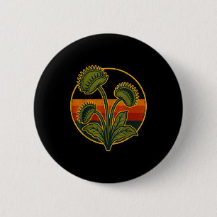 Vintage Venus Flytrap Retro Sunset Carnivorous Pla 6 Cm Round Badge
