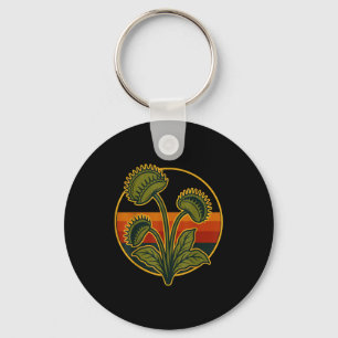Vintage Venus Flytrap Retro Sunset Carnivorous Pla Key Ring
