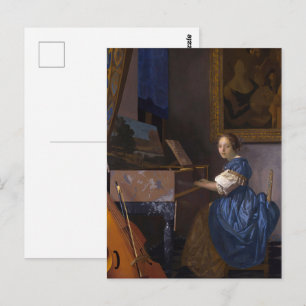 Vintage Vermeer Baroque Music Scene Art Postcard