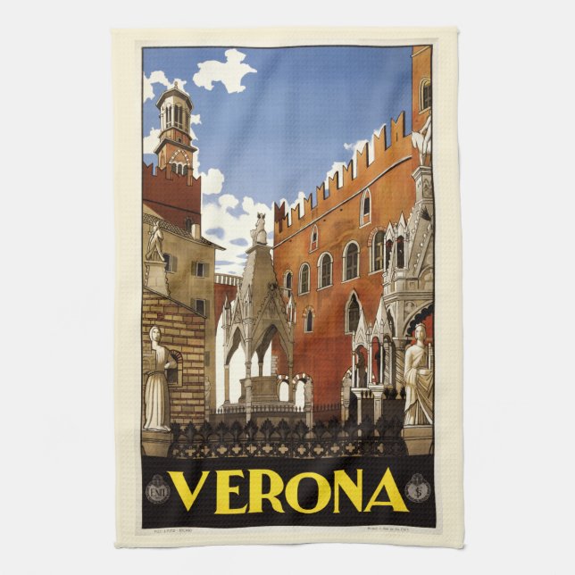 Vintage Verona Italy hand towel (Vertical)