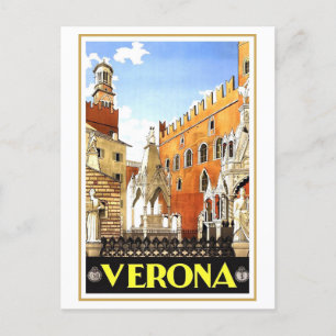 Vintage Verona Travel Poster Postcard