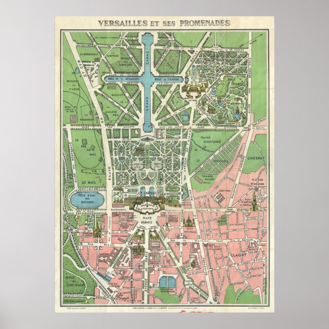 Vintage Versailles Map Travel Poster (Front)