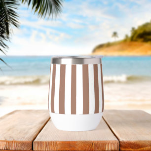 Vintage Vertical Stripes Mocha Mousse White