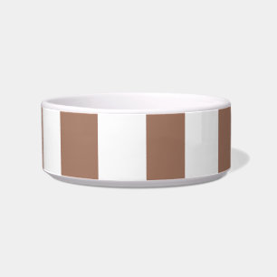 Vintage Vertical Stripes Mocha Mousse White Bowl
