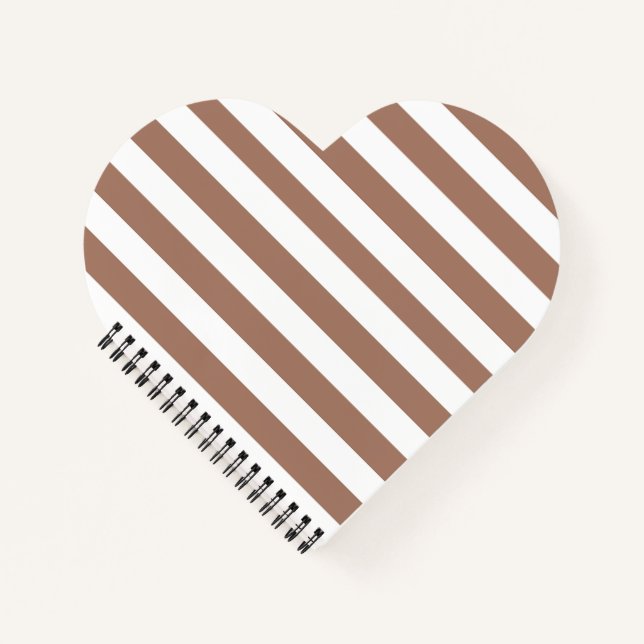 Vintage Vertical Stripes Mocha Mousse White Notebook (Front)