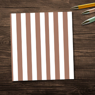Vintage Vertical Stripes Mocha Mousse White Notepad