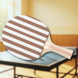 Vintage Vertical Stripes Mocha Mousse White Ping Pong Paddle