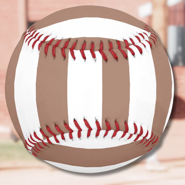 Vintage Vertical Stripes Mocha Mousse White Softball (Creator Uploaded)