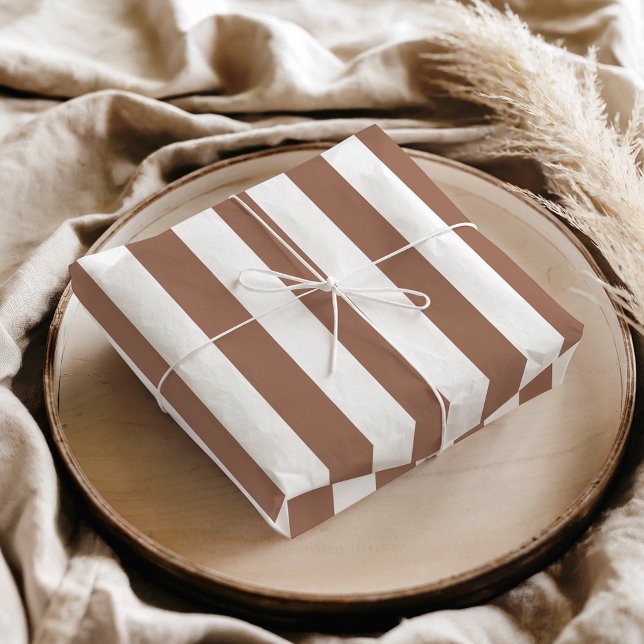 Vintage Vertical Stripes Mocha Mousse White Tissue Paper (Creator Uploaded)