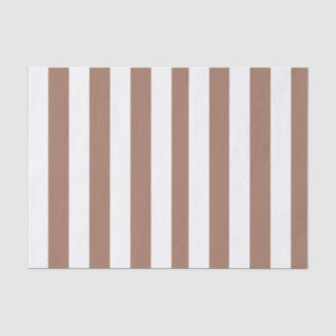 Vintage Vertical Stripes Mocha Mousse White Tissue Paper