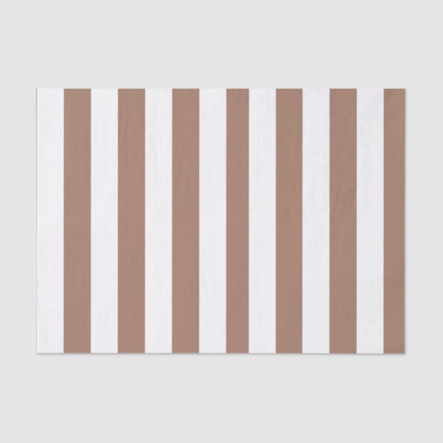 Vintage Vertical Stripes Mocha Mousse White Tissue Paper (Front)