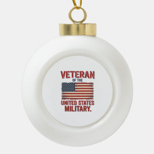 Vintage Veteran USA Flag Military Vector Design_1 Ceramic Ball Christmas Ornament