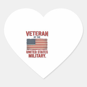 Vintage Veteran USA Flag Military Vector Design_1 Heart Sticker