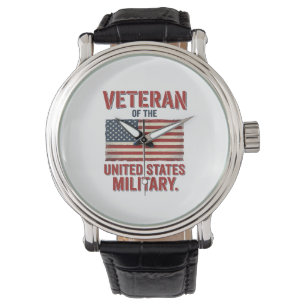 Vintage Veteran USA Flag Military Vector Design_1 Watch