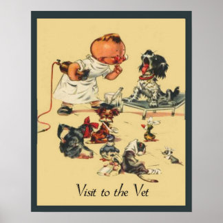 Vintage Veterinarian Visit to the Vet Pet Poster