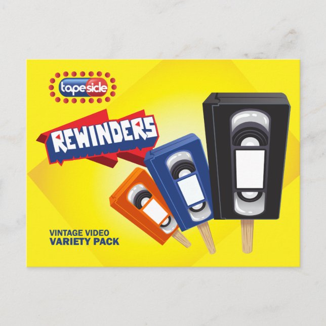 Vintage VHS Ice Pop Parody Postcard (Front)