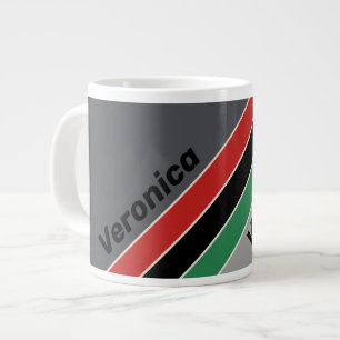 Vintage VHS Stripes with Name Large Coffee Mug