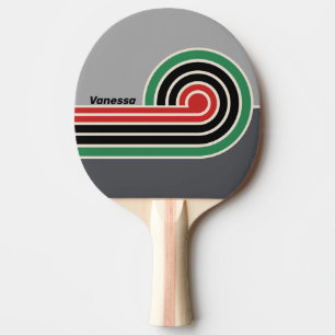 Vintage VHS Stripes with Name Ping Pong Paddle
