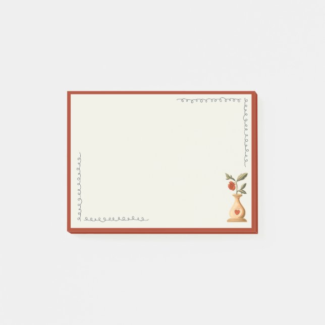 Vintage Vibe Rose in Vase Post-it Notes (Front)