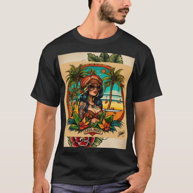 Vintage Vibes: American Traditional Tattoo Design T-Shirt (Front)