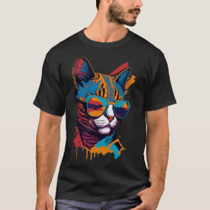 Vintage Vibes and Feline Flair Retro Cool Cat 5 T-Shirt