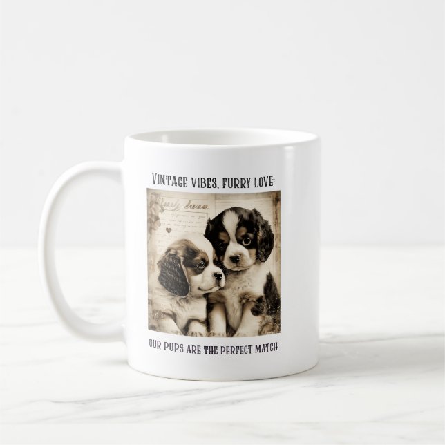Vintage vibes, furry love: Puppy Love Coffee Mug (Left)