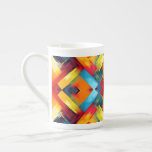 Vintage Vibes In Colours: Stylish Geometric Forms Bone China Mug