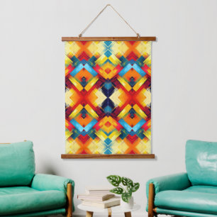 Vintage Vibes In Colours: Stylish Geometric Forms Hanging Tapestry
