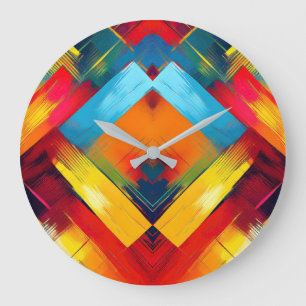 Vintage Vibes In Colours: Stylish Geometric Forms Large Clock