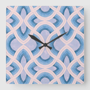 Vintage Vibes Retro Groovy Design In Cerulean Blue Square Wall Clock