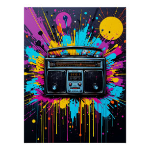 Vintage Vibes: Retro Radio Graffiti Poster