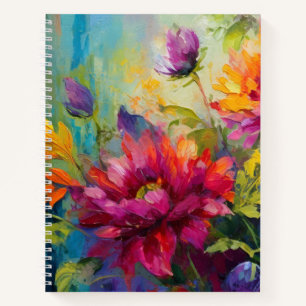 Vintage Vibrant Floral Painting Spiral Notebook