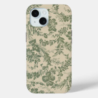 Vintage Vibrant Green Floral Pattern