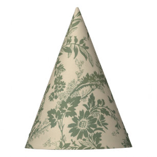 Vintage Vibrant Green Floral Pattern Party Hat