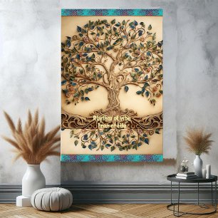 Vintage Vibrant Rhythm of Vibe Tree of Life Quote  Poster