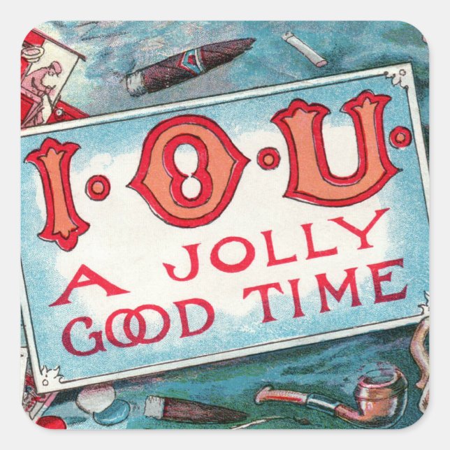 Vintage Vices Party, Gambling Drinking Smoking Square Sticker (Front)