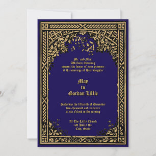 Vintage Victoria Era Floral Pagoda Frame Wedding Invitation