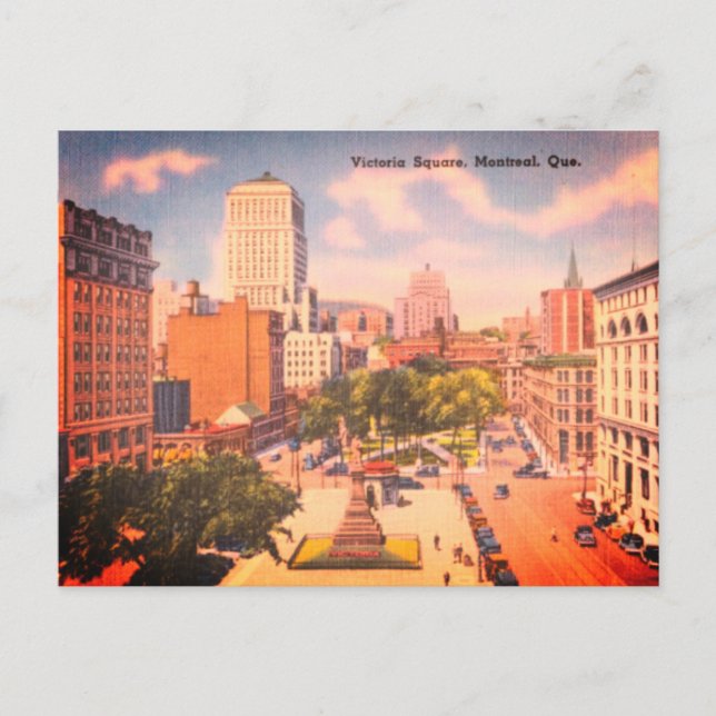 Vintage Victoria Square, Montreal, Quebec, Canada Postcard (Front)