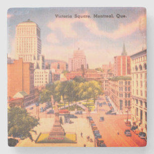 Vintage Victoria Square, Montreal, Quebec, Canada Stone Coaster